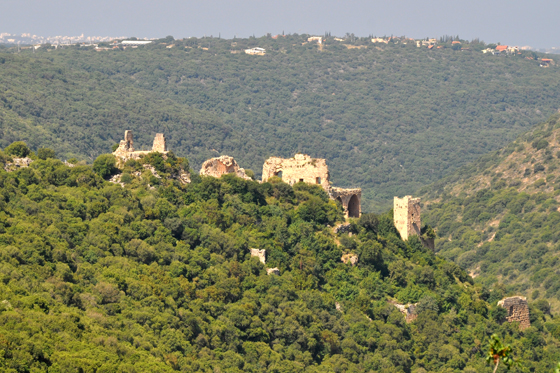 מראה מבצר המונפורט מקרן ברתות